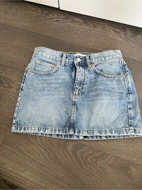 Mango Light Wash Denim Mini Skirt - Blue